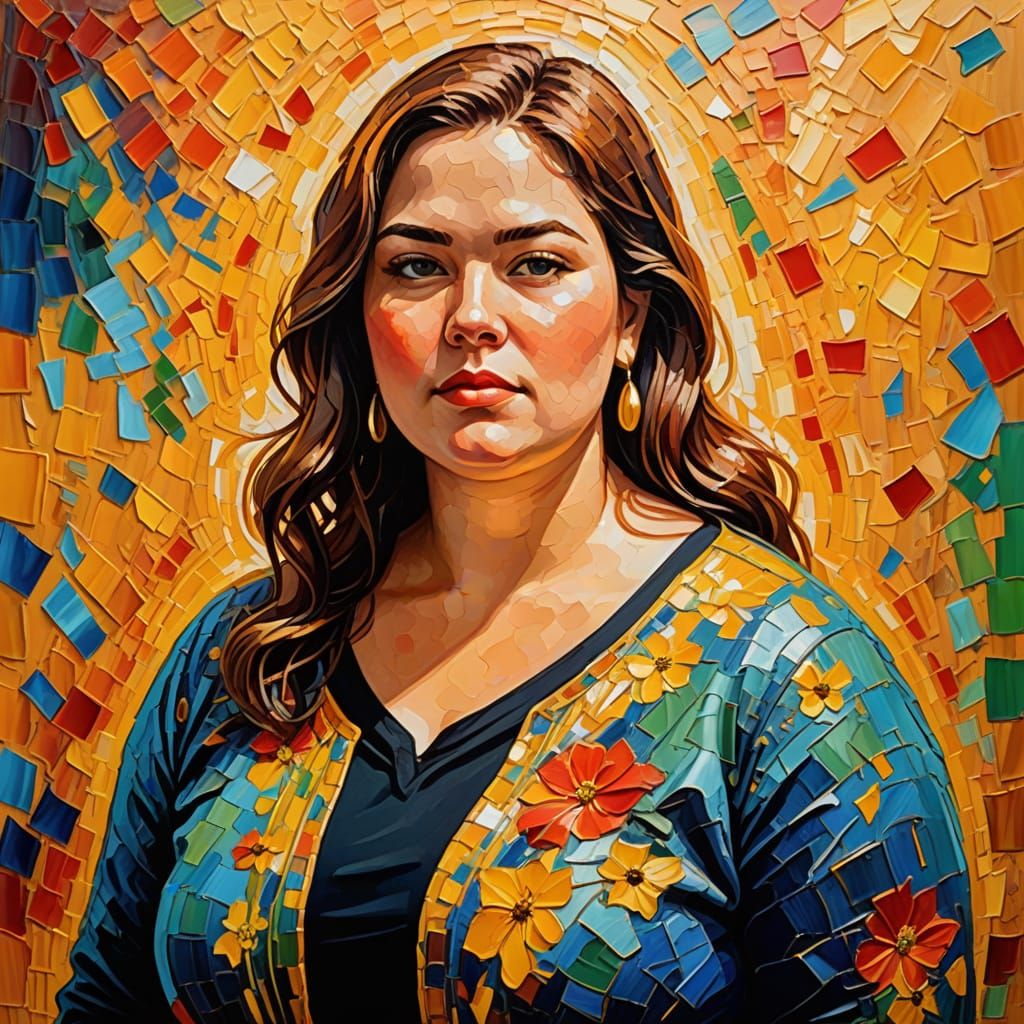 Beautiful Woman in Neo-Impressionistic Portrait