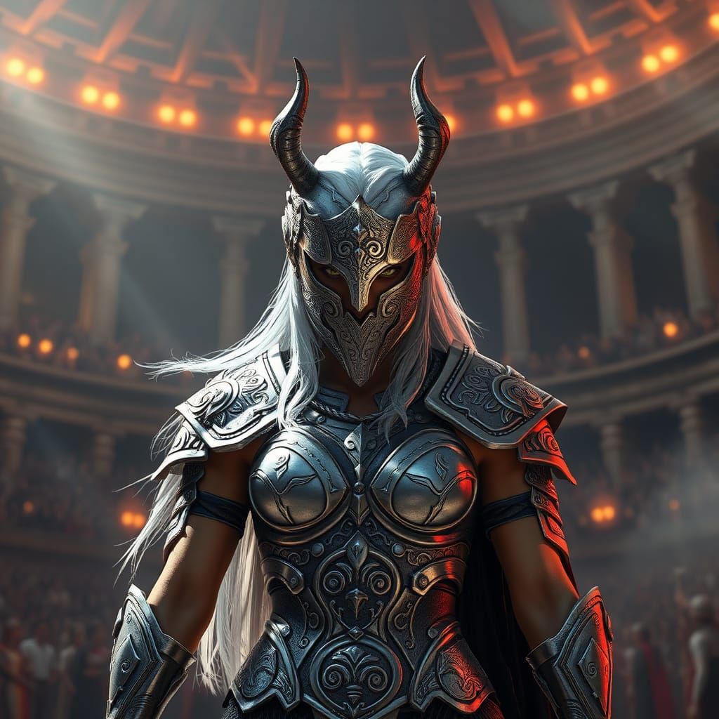 High-Elf Gladiator in Ancient Arena: Matte Painting