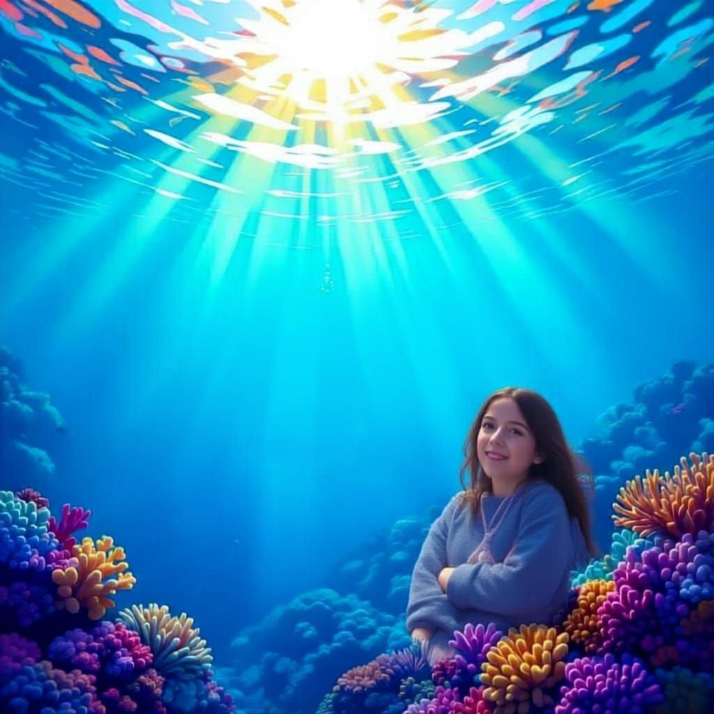 Vibrant Dolphin Swims Through Colorful Coral Reef Ocean