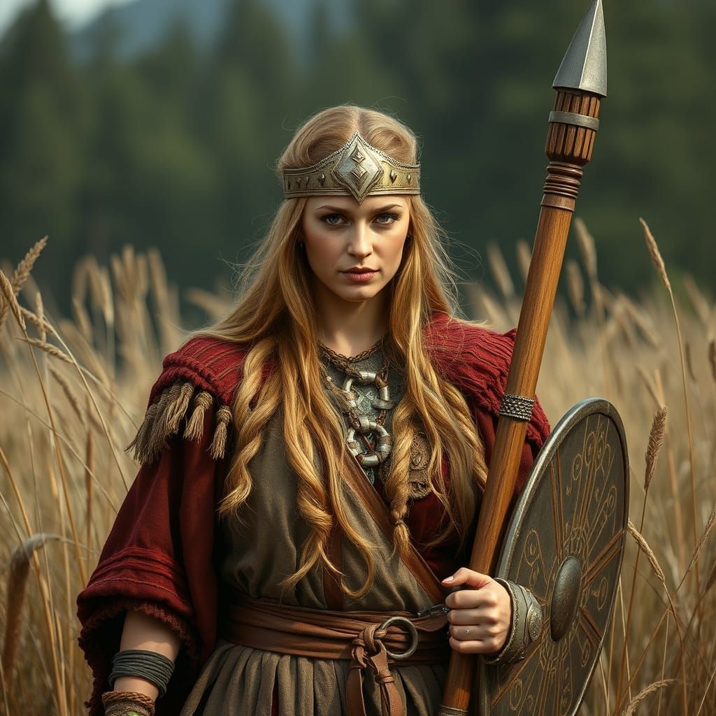 Viking Maiden in Traditional Attire