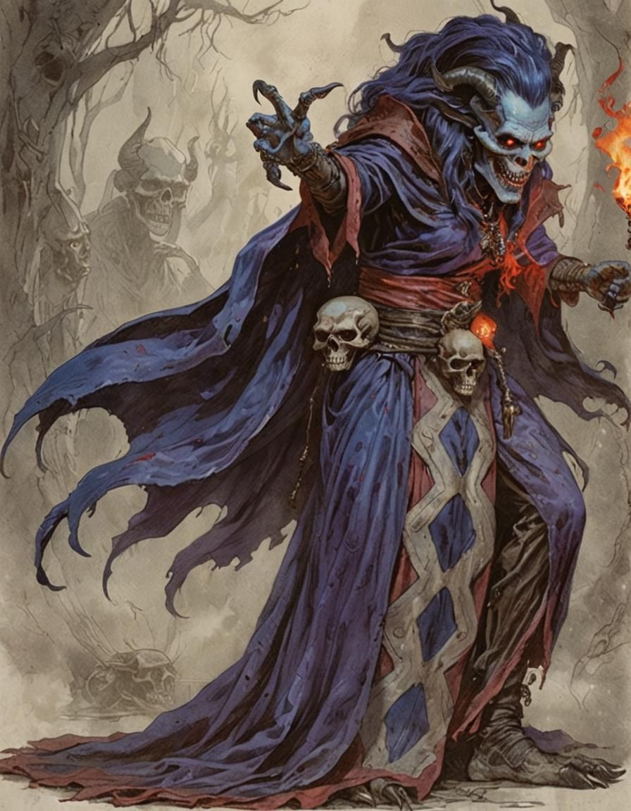 Demonic Witch with Glowing Flame Movie Monster