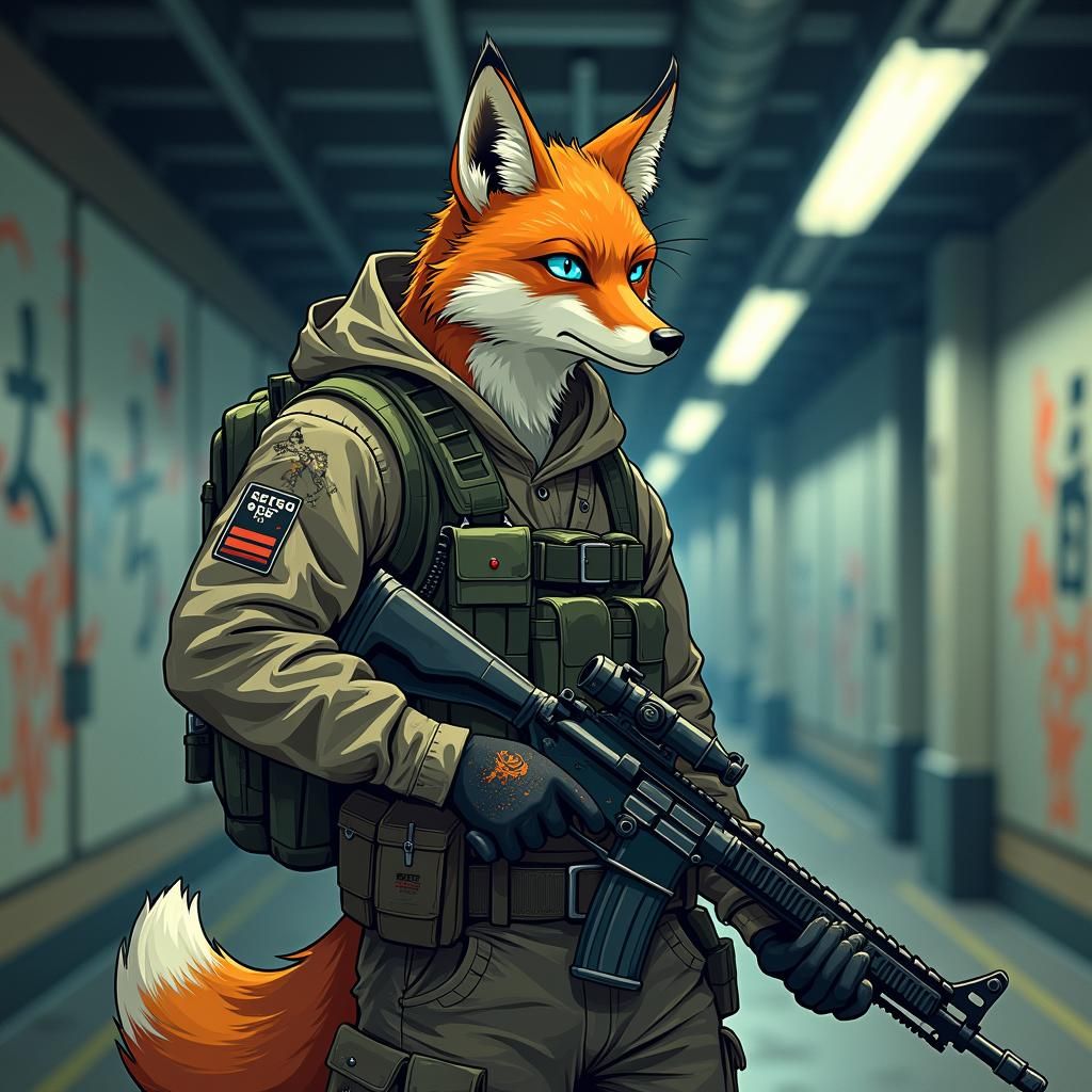 Fox Soldier in Abandoned Subway, Anime Key Visual