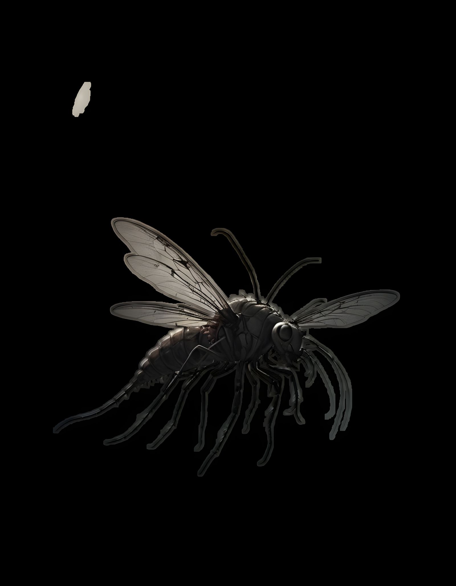 Insect Shrimp Hybrid Flying Across Moon