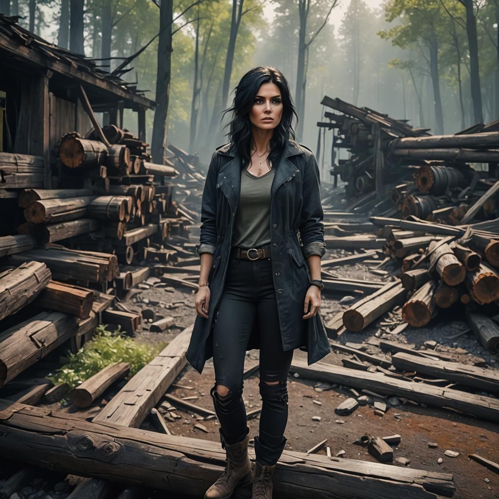 Survivor in Abandoned Mill: Fashion Photography