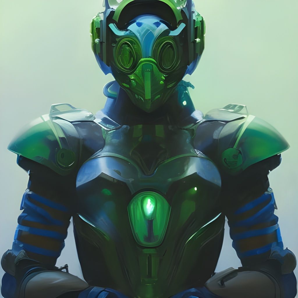 Armored Anthropomorphic Portrait in Quantum Armor
