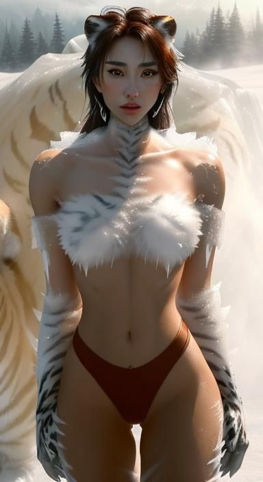 Icy Tiger in Frozen Landscape: Digital Matte Painting