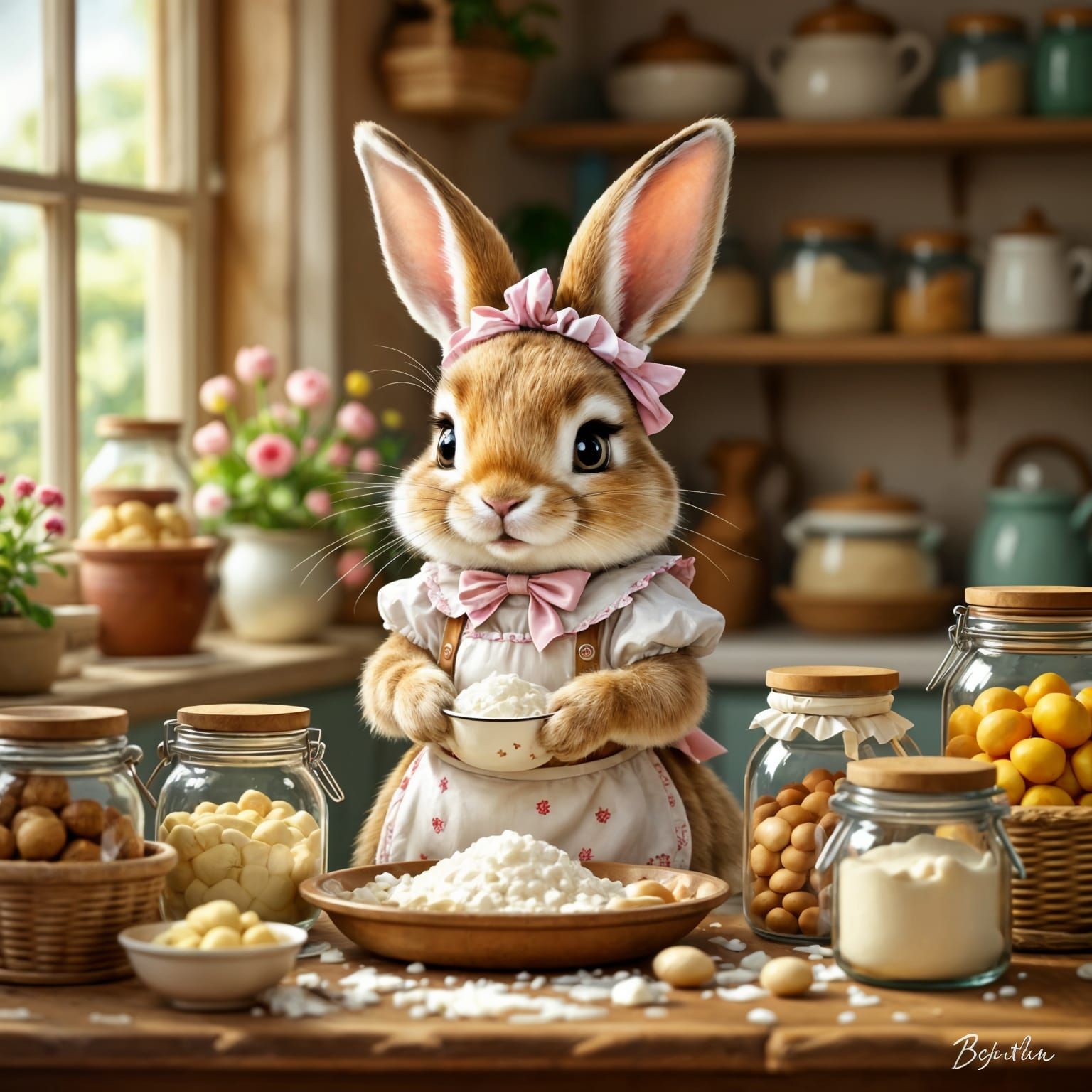 Fantasycore Rabbit Baker in Idyllic Scene