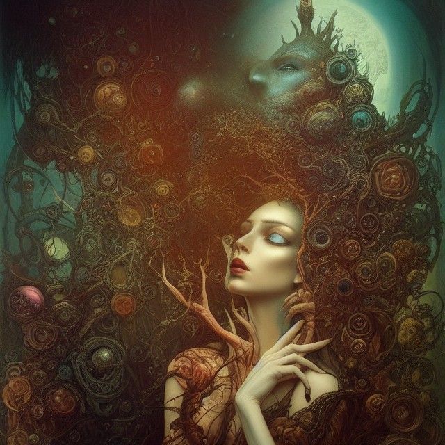 Mystic Goddess in Trance: Digital Oil Painting