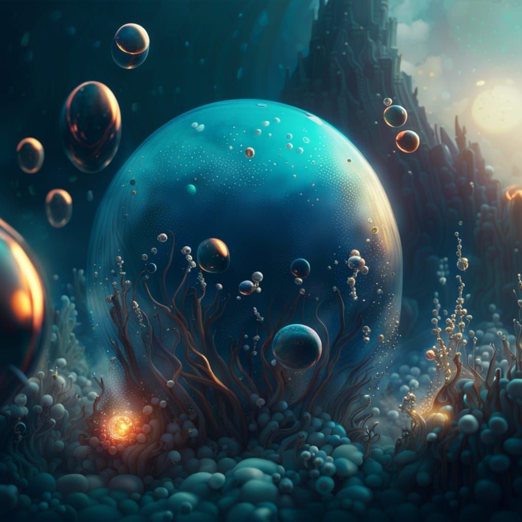 Magical Fire Orbs Rising from Ocean Depths