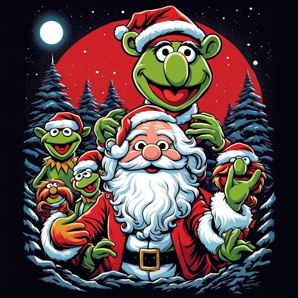 Muppet Santa Manga Poster T-Shirt Vector Art