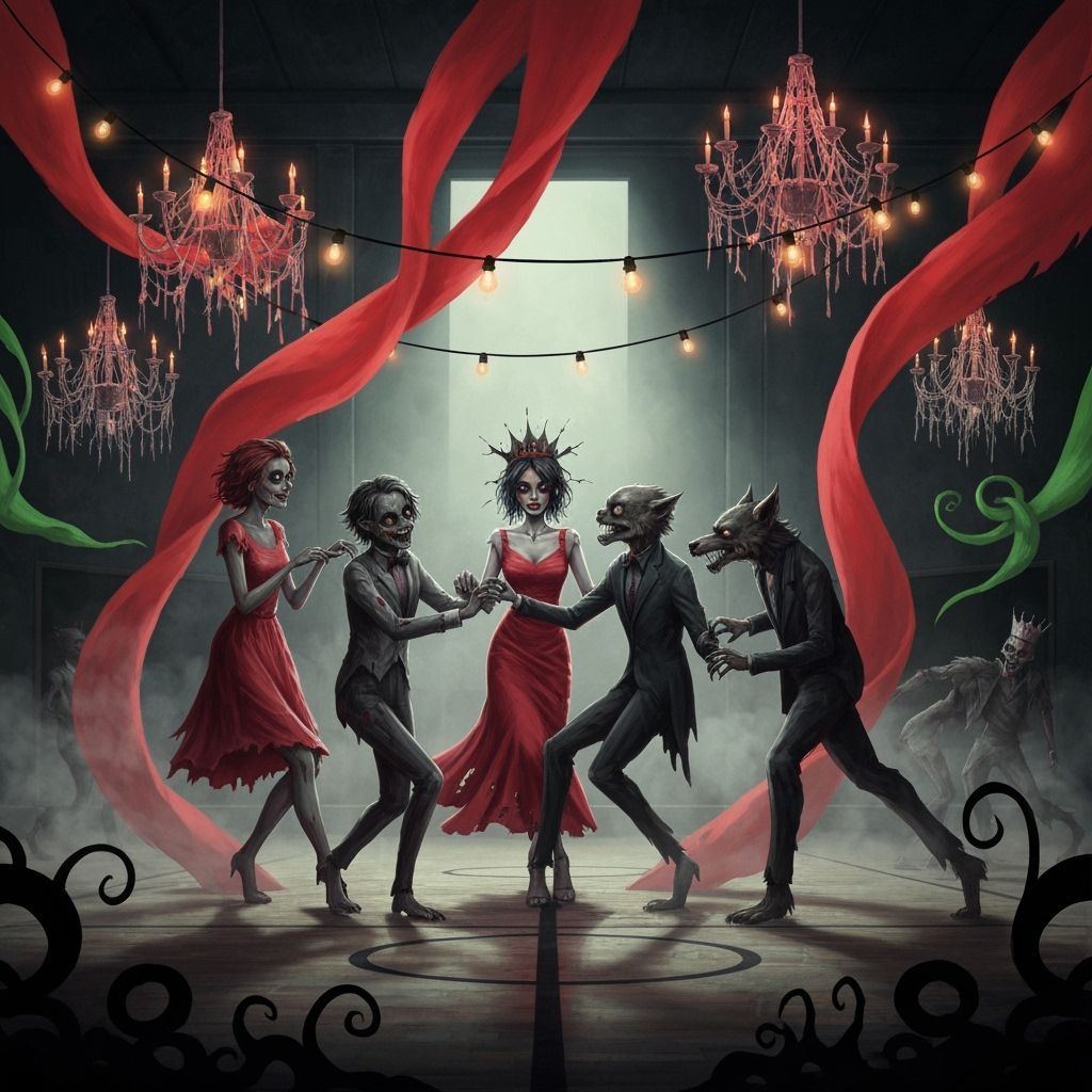 Gothic Prom Night: Zombie & Werewolf Teens Dance in Spooky G...