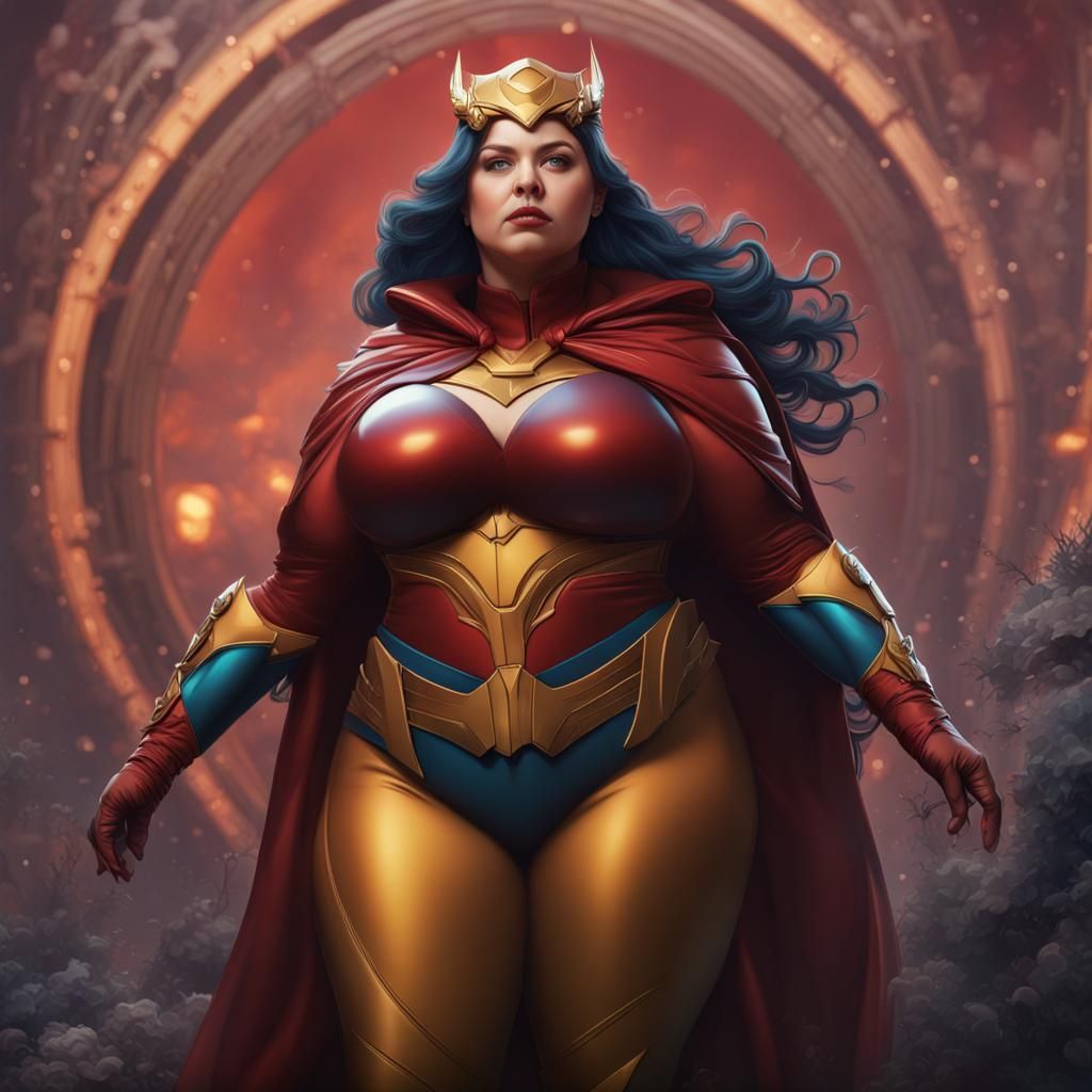 Surreal Superhero Goddess in Vibrant Vector Style