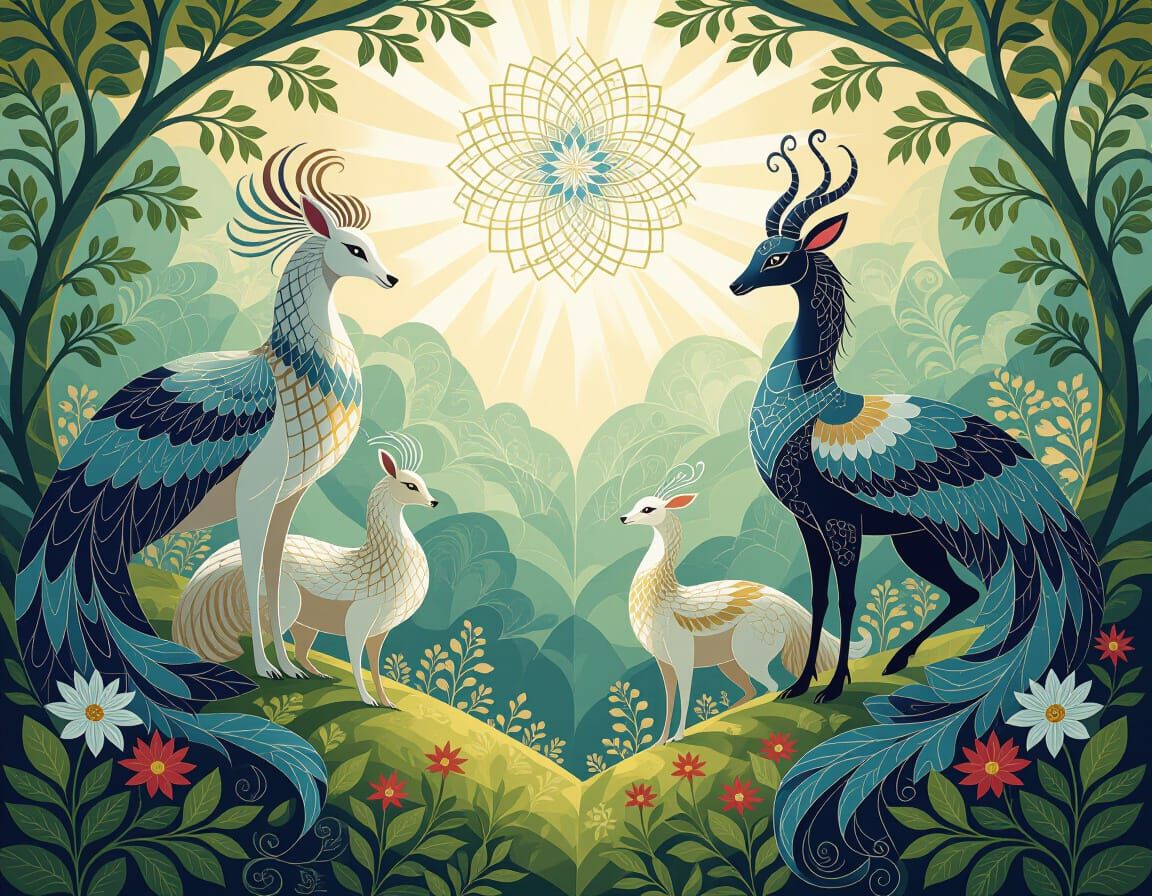 Kaleidoscope of Animals and Synesthesia Leaves