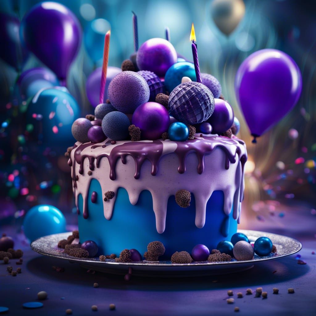 Birthday Ice Cream Cake with Balloons