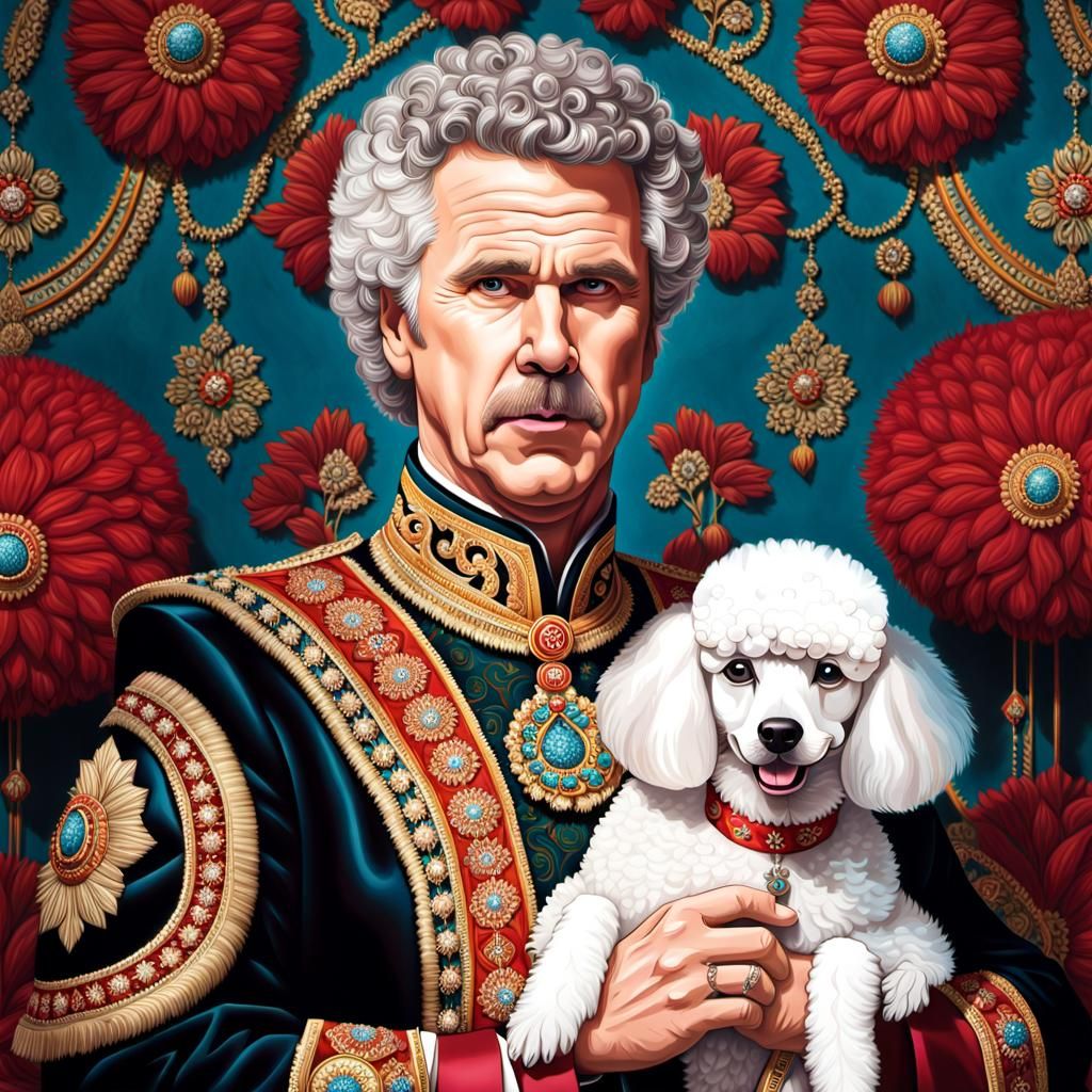 Will Ferrell as Mugatu, Holding a White Poodle