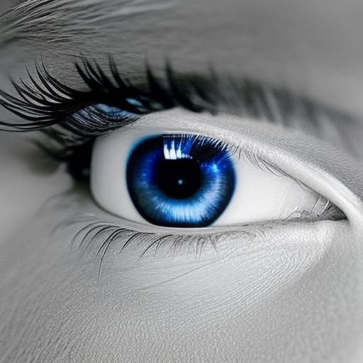 Hyperrealistic Photo of a Girl's Blue Eye