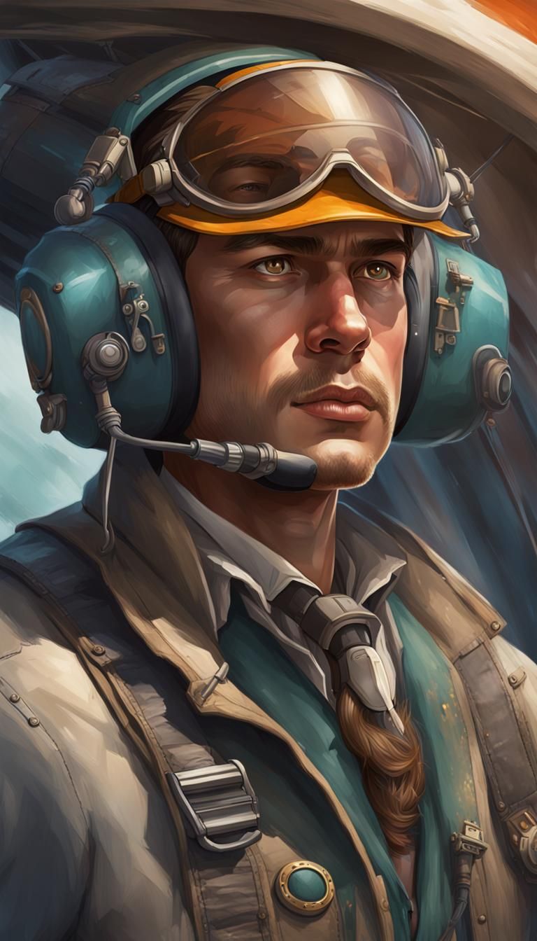 Detailed Portrait of a Pilot, Digital Art