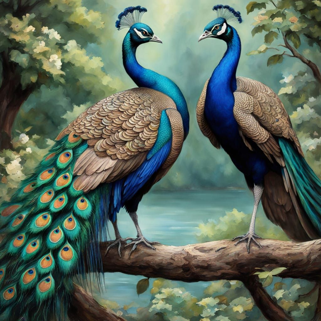 Vibrant Peacocks in Brilliant Plumage