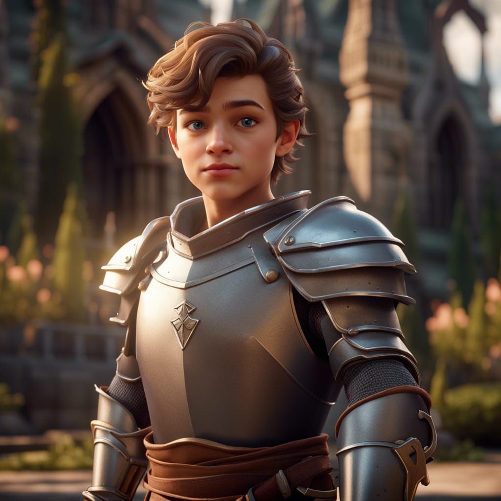 Handsome Young Knight in 3D Game Style