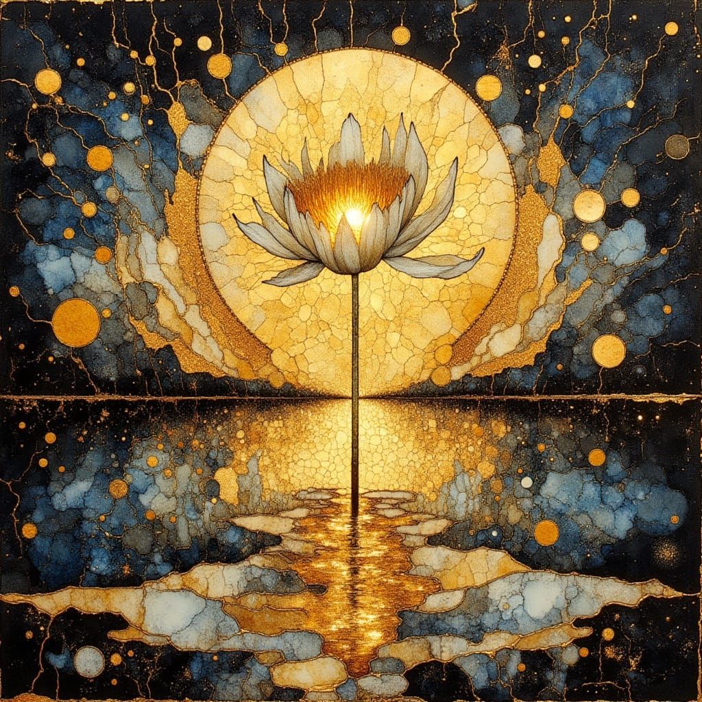 Glowing Flower Overlooking Golden Lake