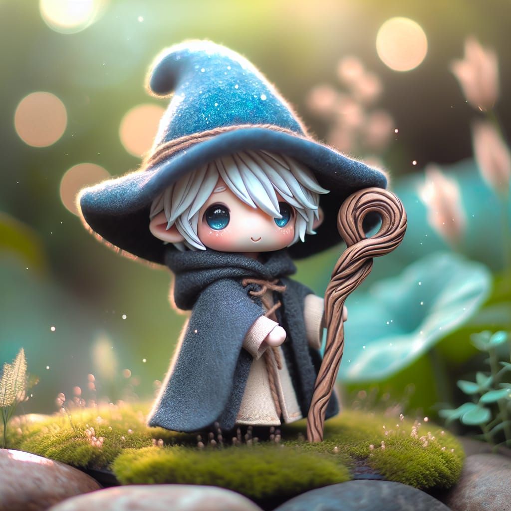 Chibi Gnome Leader in Whimsical Fantasy Garden
