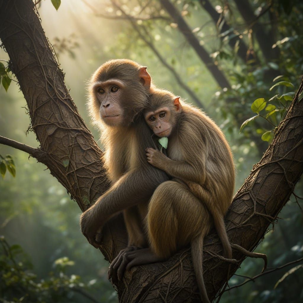 Motherly Love in a Jungle Oasis