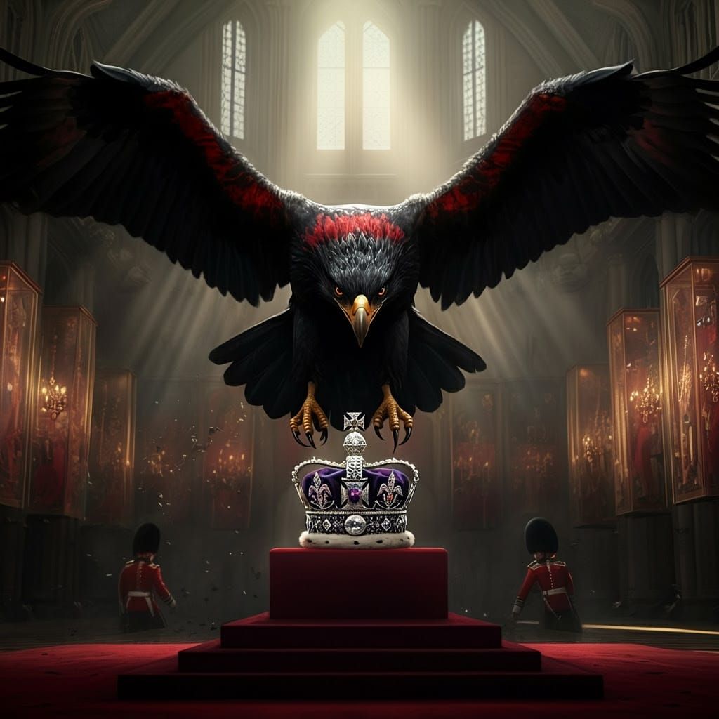 Majestic Black Eagle Soars Through Tower of London's Jewel H...