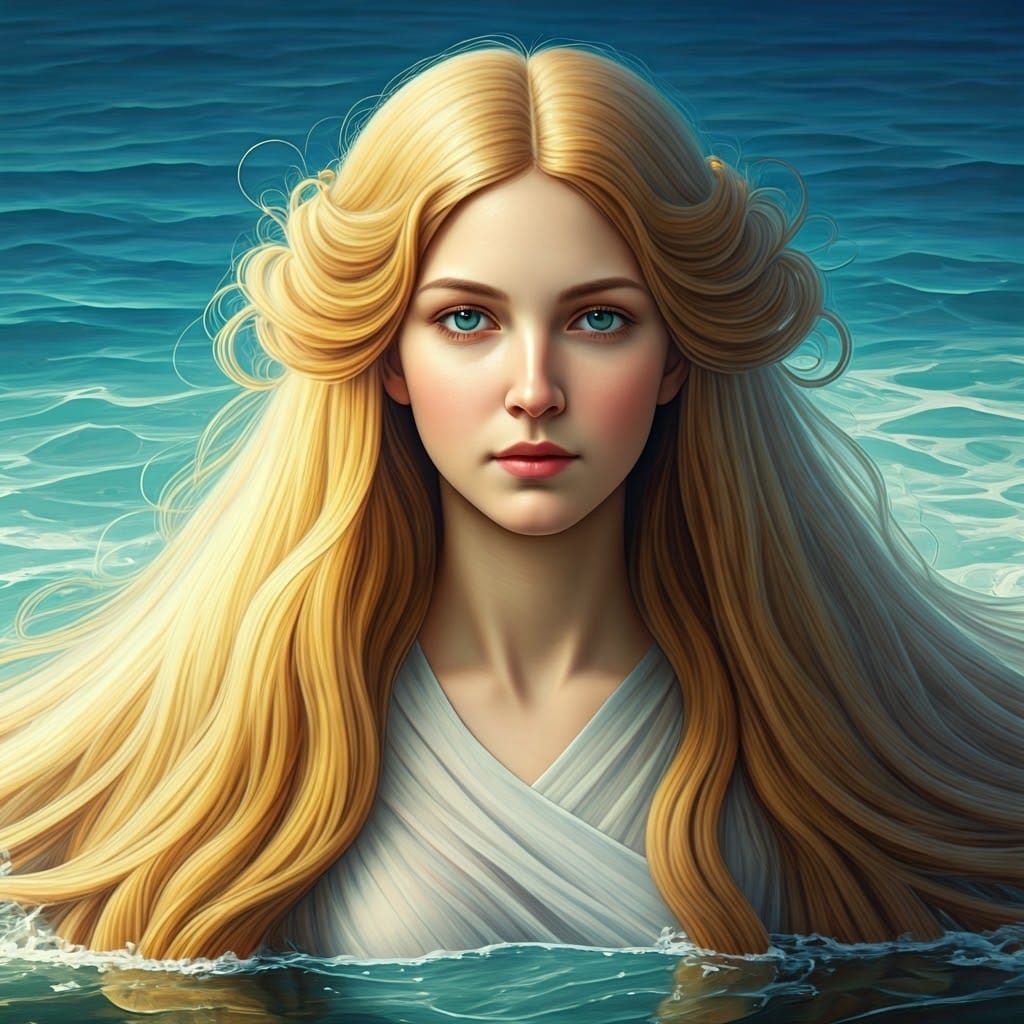 Venus Emerges from the Ocean in Digital Art Style