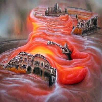 Lava Rivers of Venice: A Pastel Dreamscape