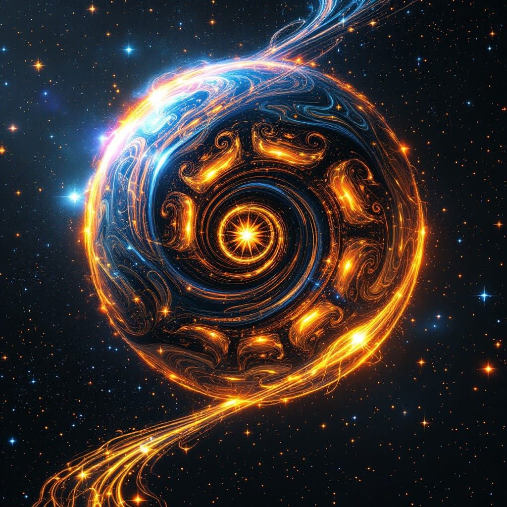 Cosmic Pseudosphere Radiates Ethereal Glow in Iridescent Pat...