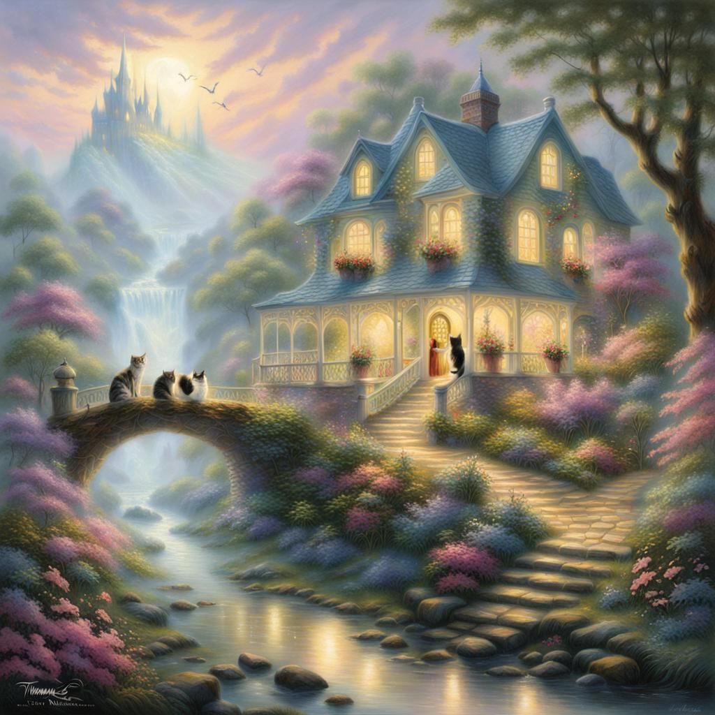 Ethereal Cat in a Hyperdetailed Fantasy Landscape