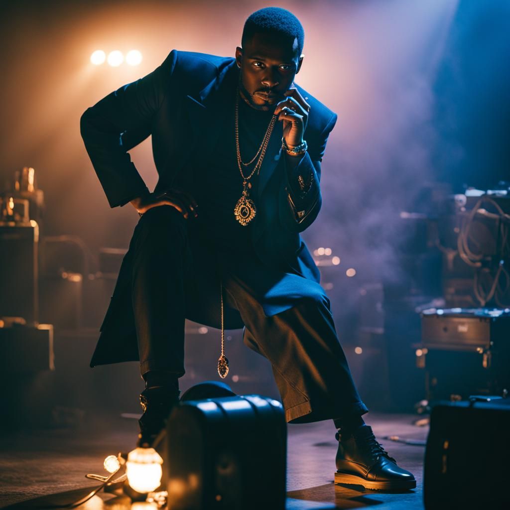 Portrait in Smoke-Filled Room with Electric Blue Accents