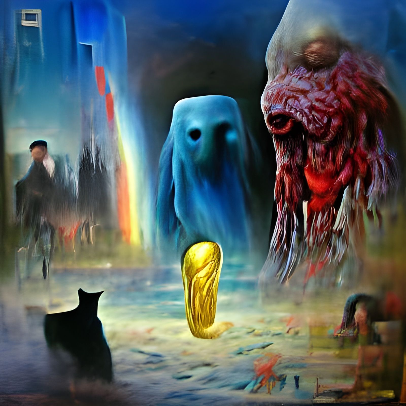 Dystopian Gothic Landscape in Film Noir Style