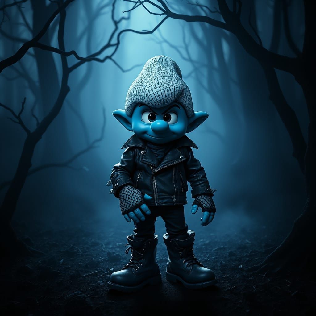 Goth Smurf in Dark, Moody Forest