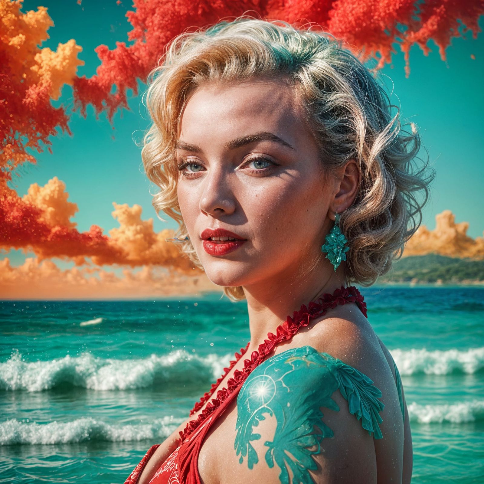 Celestial Beauty in Vibrant Red