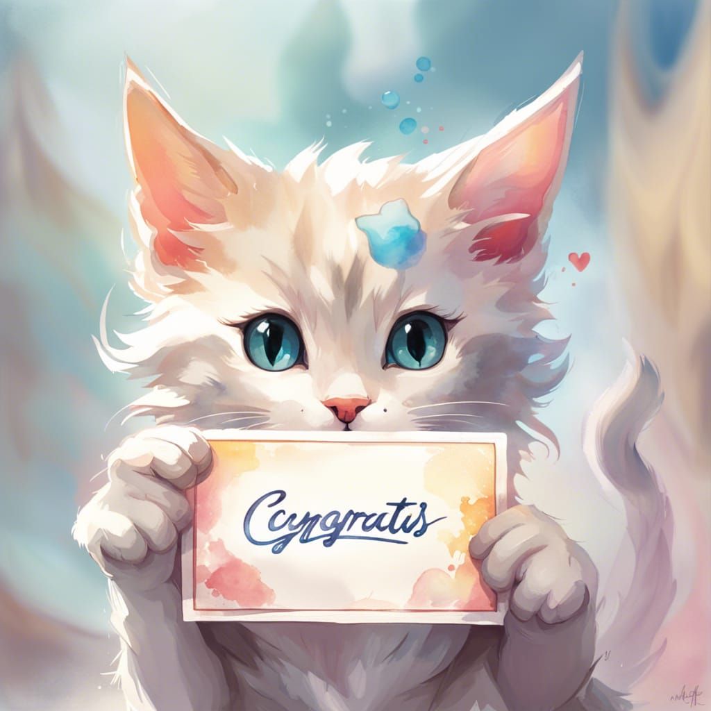 Cute Kitten Portrait for CyMaster in Watercolor Style
