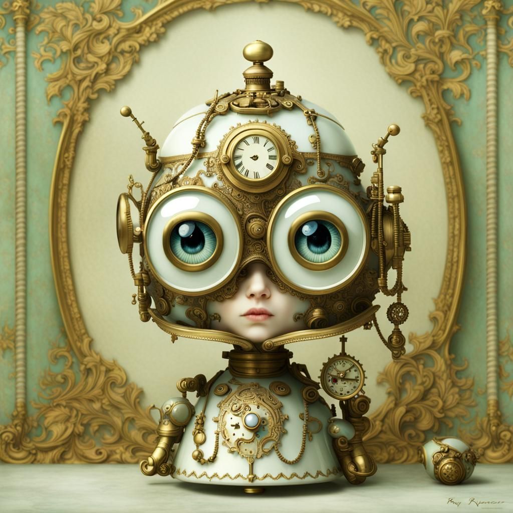 Steampunk Porcelain Eyes in Rococo Style