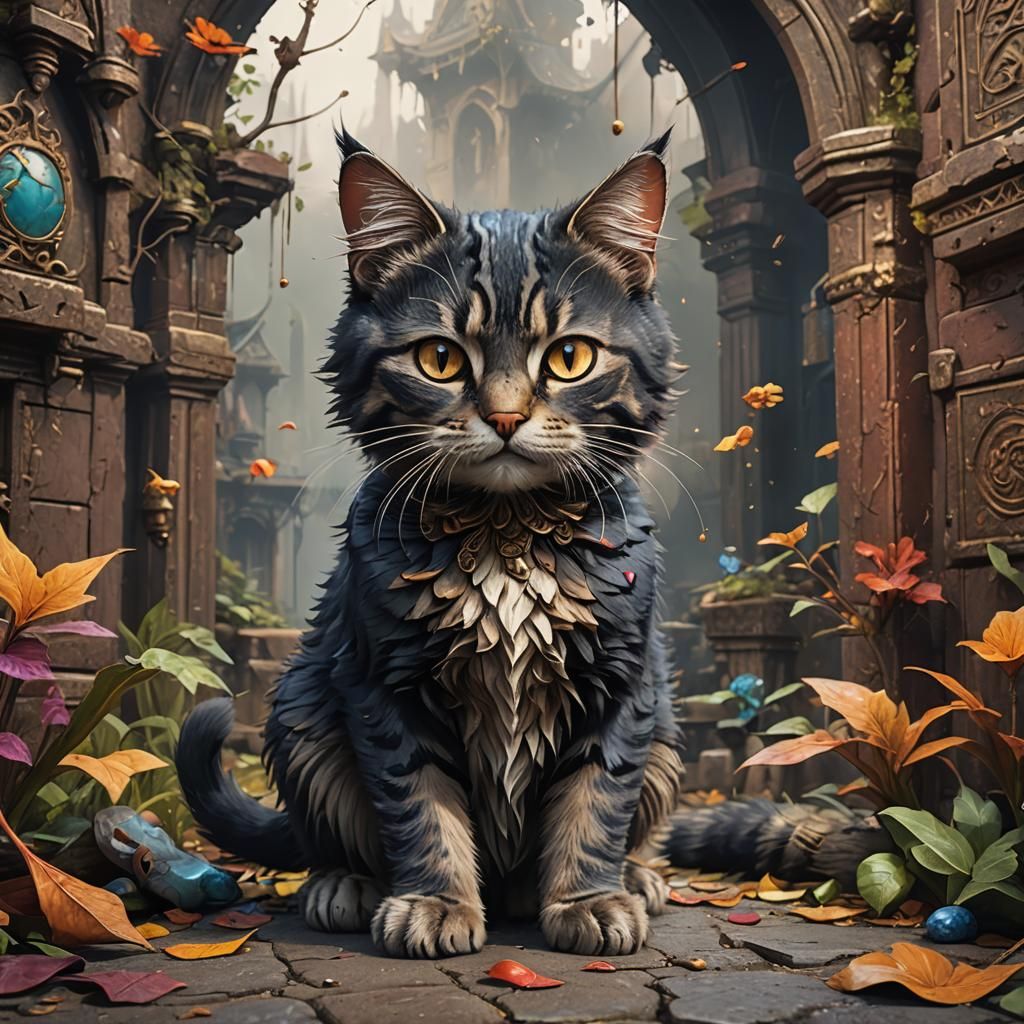Detailed Matte Painting of a Poor Cat