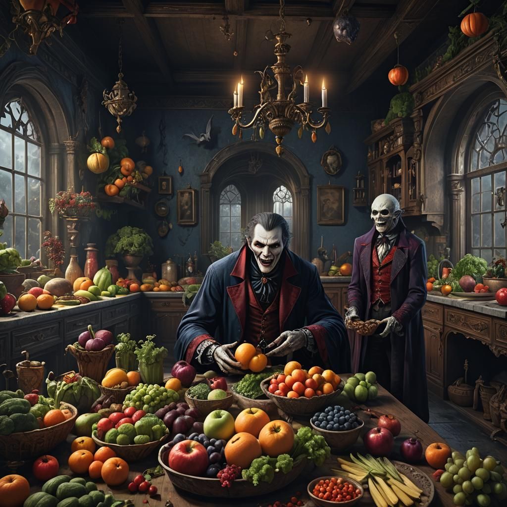 Vampire's Vegetarian Feast in Haunted House