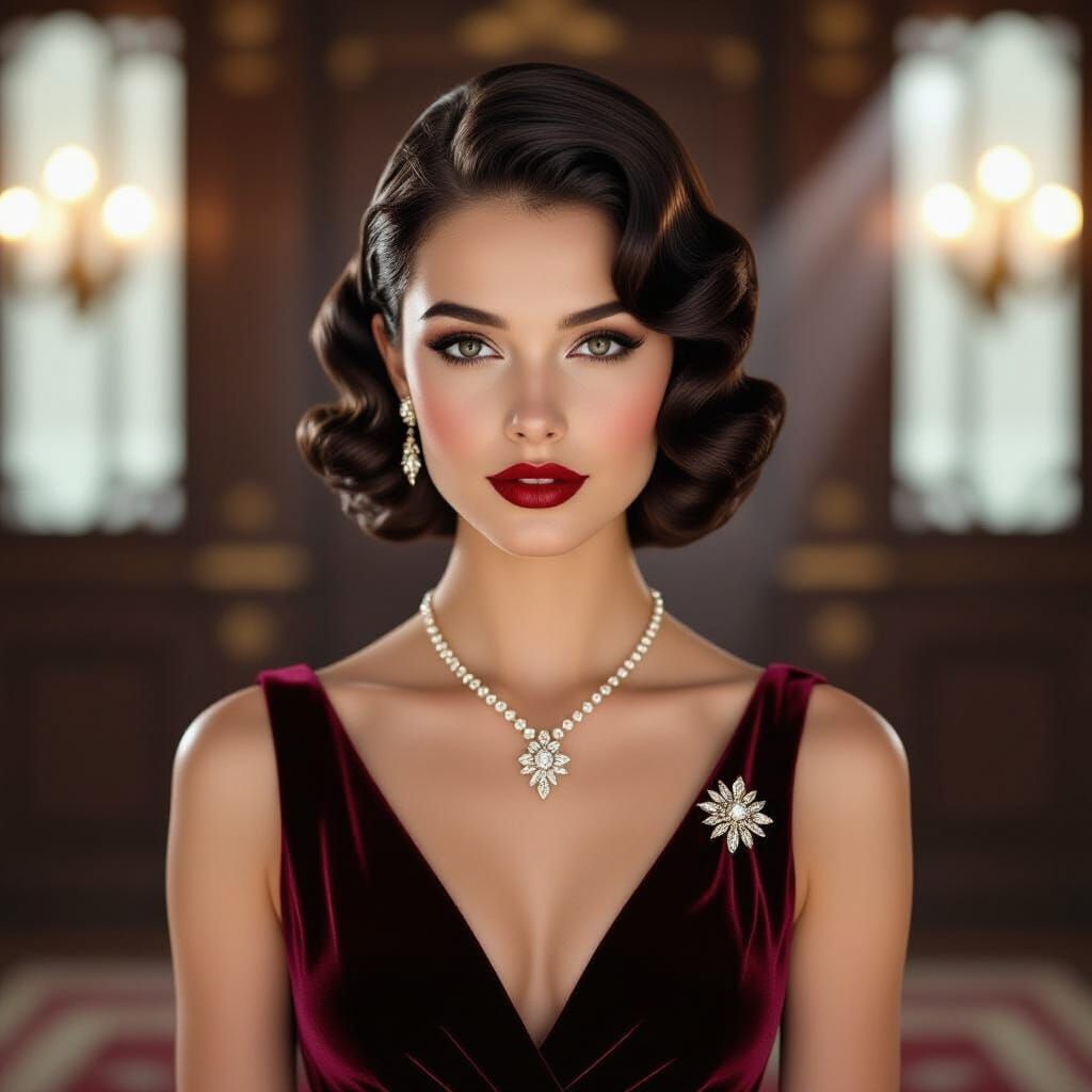 A striking black and white portrait photograph of a young wo...