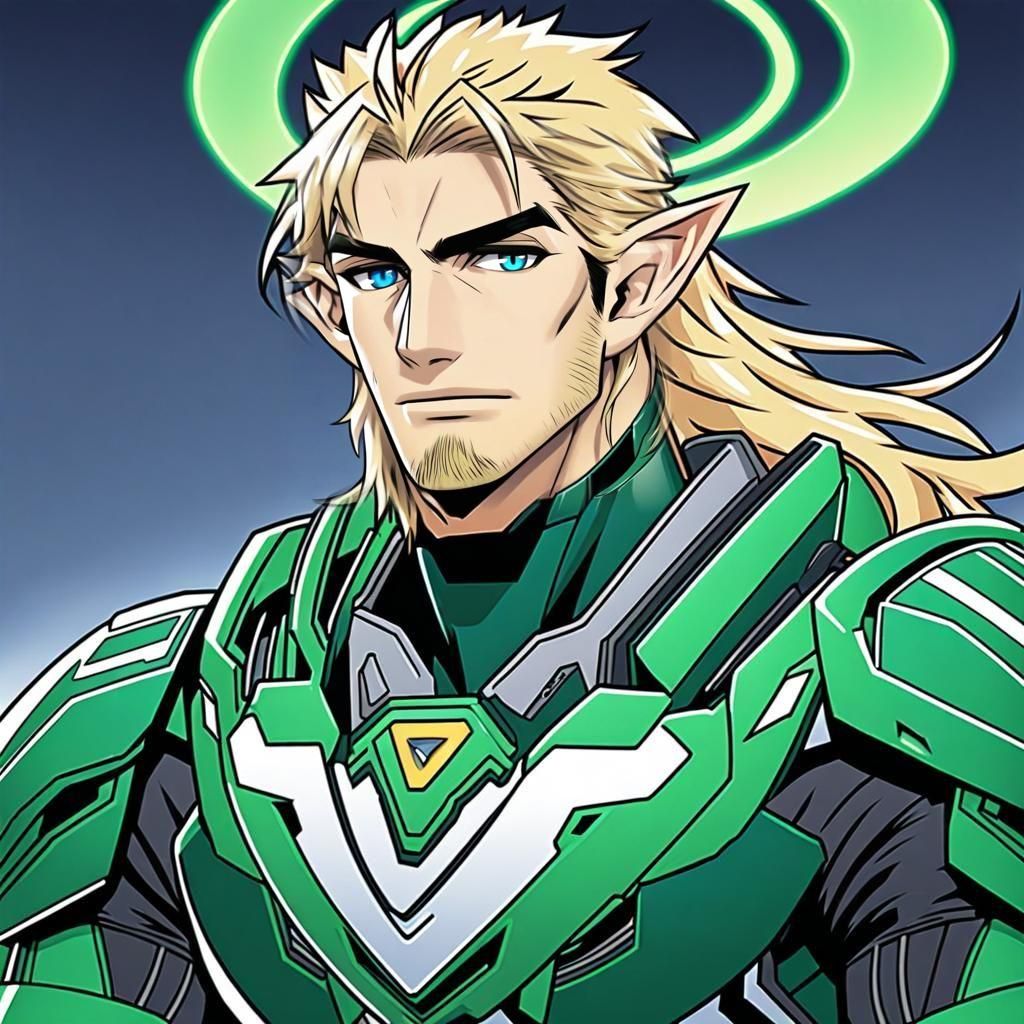 Anime High Elf in Sci-Fi Power Armor