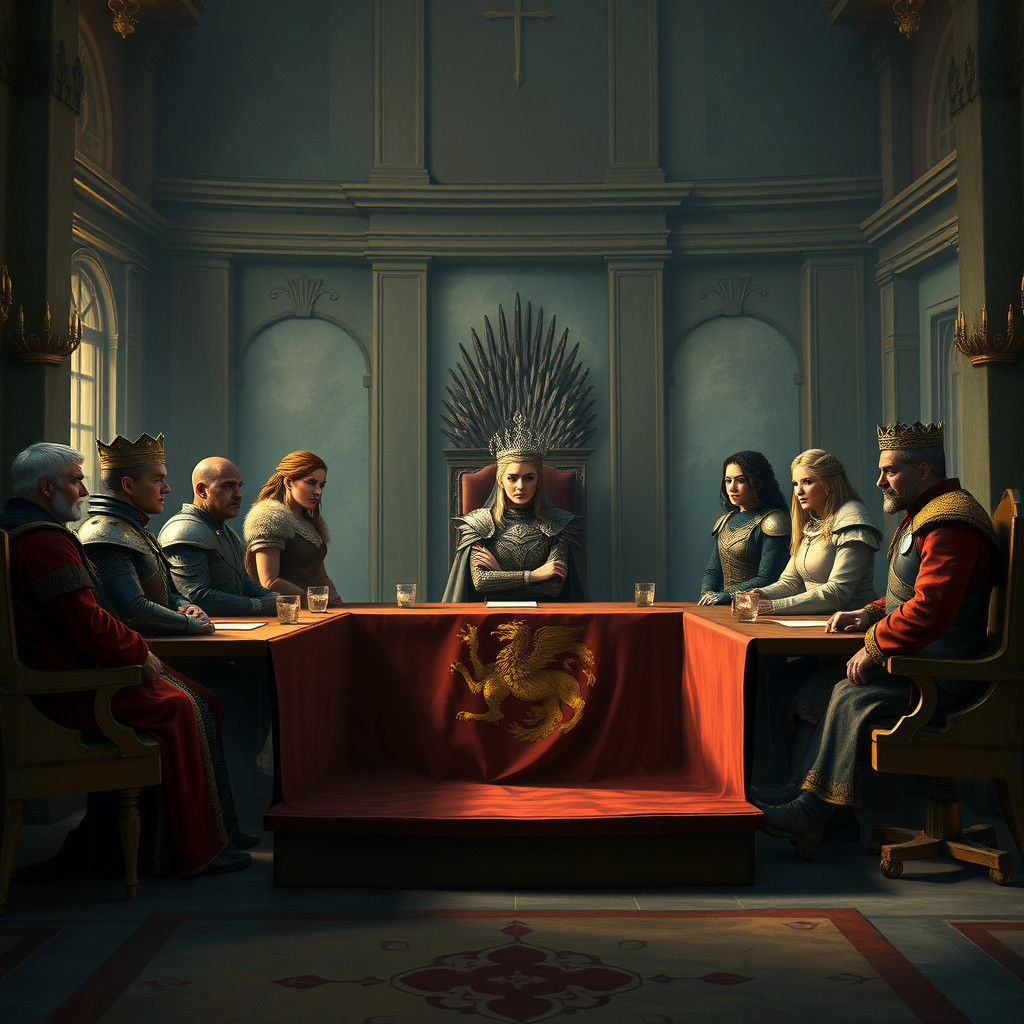 Queen Shireen's Great Council Meeting in Detailed Painting