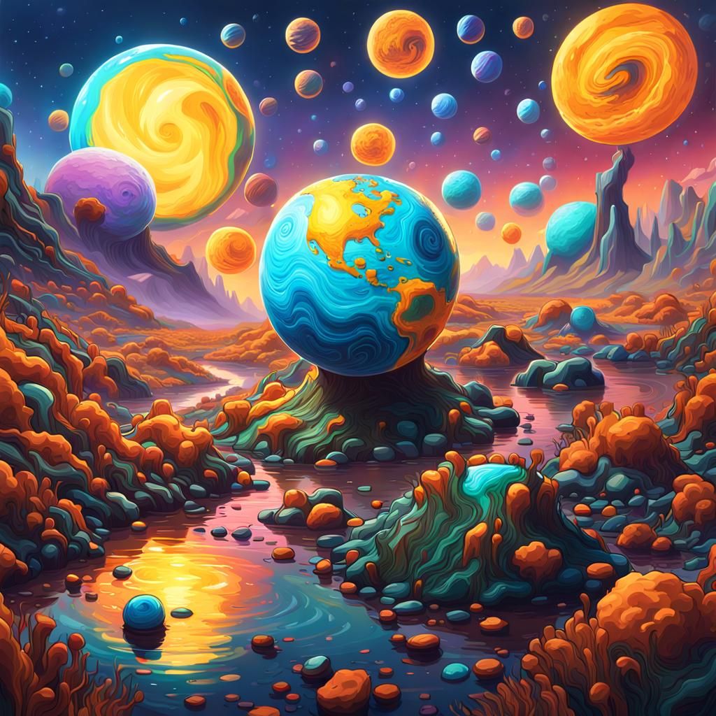 Borbs on Planet Borb: A Galactic Digital Illustration