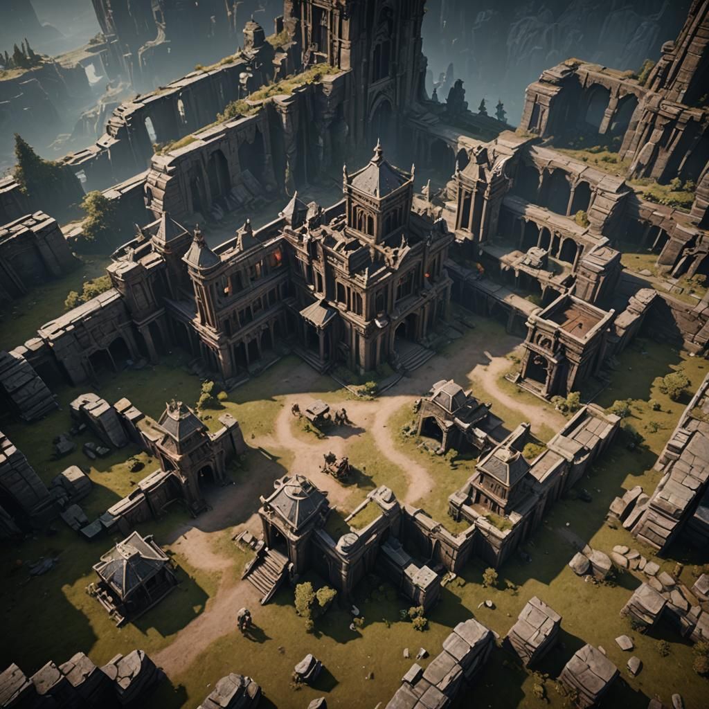 Epic Grimdark Scene in 3D Game Style