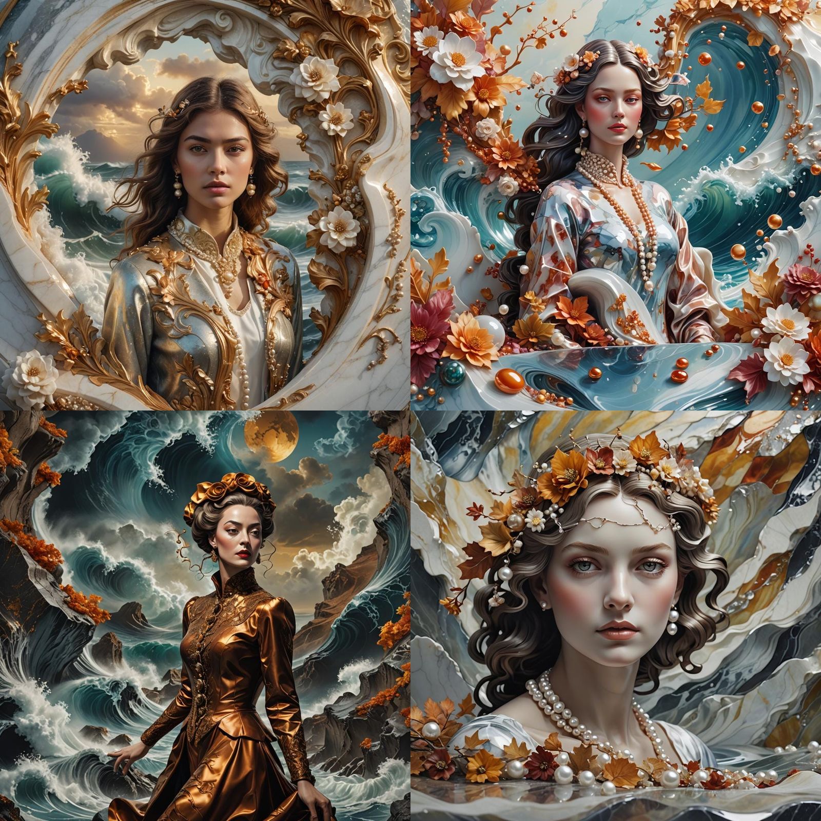 Surreal Autumn Woman Fashion Portrait in 3D