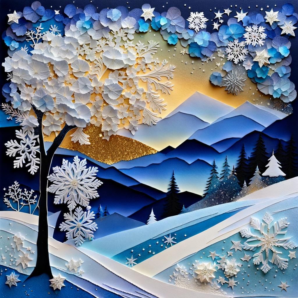 Ice and Snow Magic Collage at Twilight