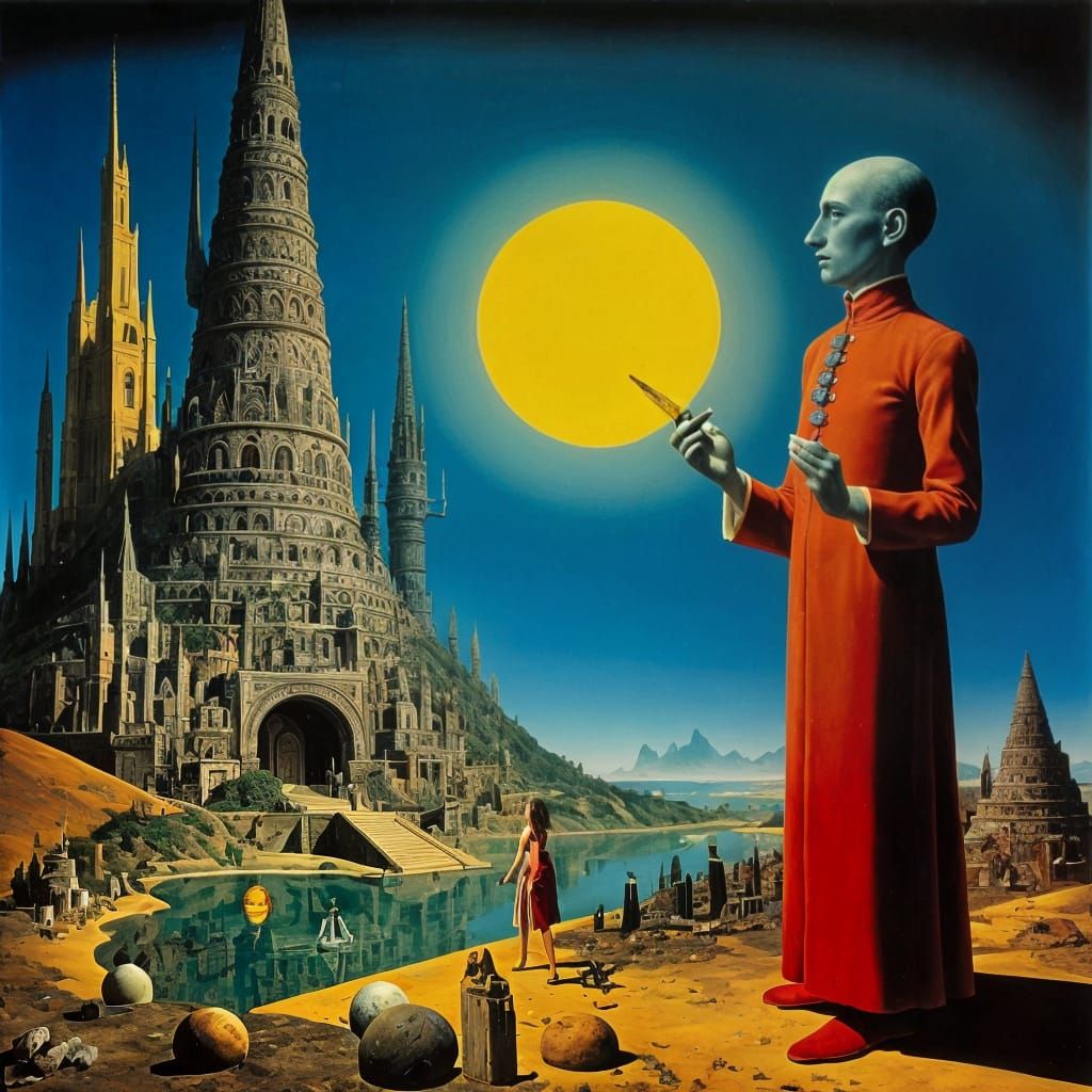 Surreal Dystopian Ritual in a Cosmic Landscape