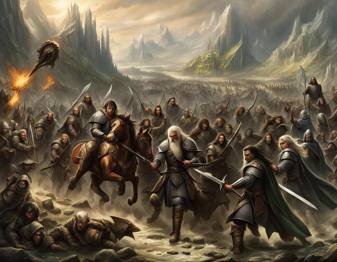 Epic Battle in Middle Earth Fantasy Realm