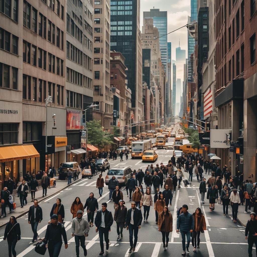 Bustling City Street: Urban Landscape Photography