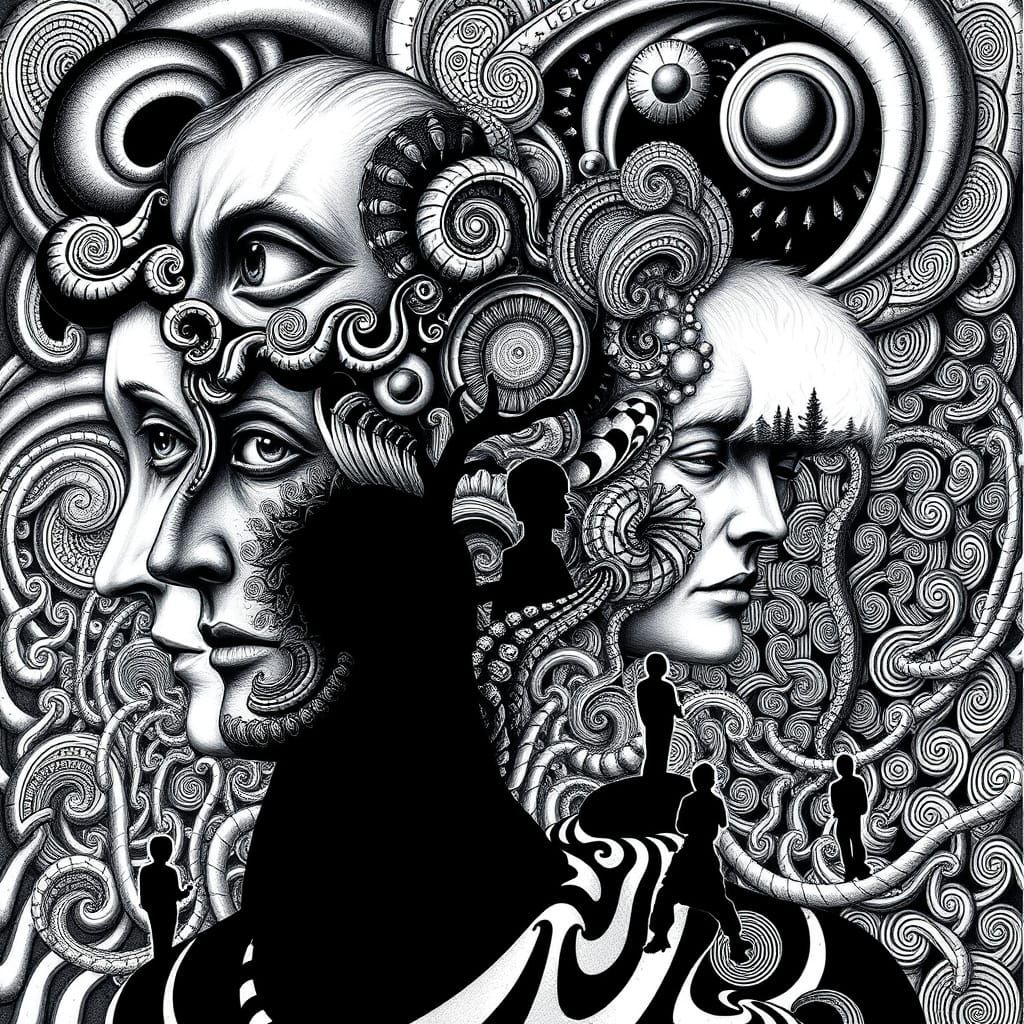 Surreal Faces in Intricate Geometric Harmony